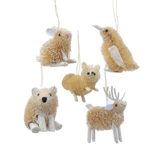 Kurt S. Adler Kurt Adler 3.5-Inch Buri Winter Set of 5 Animal Ornaments, 5 Piece