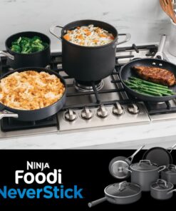 Ninja C39600 Foodi NeverStick Premium Hard-Anodized 13-Piece Cookware Set, Guaranteed to Never Stick, Nonstick, Durable, Oven Safe to 500°F, Grey 52 61tMlfid2L