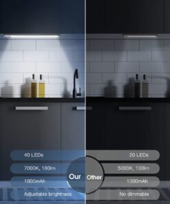 Under Cabinet Lights,40 LED Rechargeable Battery Operated Motion Sensor Light Indoor, 2 Pack Magnetic Dimmable Closet Lights, Wireless Under Counter Lights for Kitchen, Stairs (White Light) 10inch 23 61tN9 YkiL