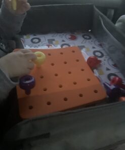 Skoolzy Montessori Sensory Pegboard 33 Piece Set - Develop Sensory Play Occupational Therapy STEM Learning Educational Toys for Kids 2+ - Includes Foam Board, Lacing String, Dice, Storage Bag, eBook Peg Set with Foam Board 49 61tNUBatbL