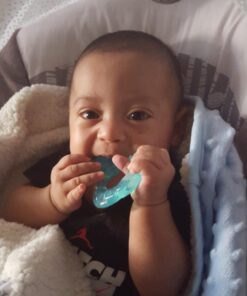 Nuby Silicone Teethe-EEZ Teether with Bristles, Includes Hygienic Case, Aqua Teal 27 61tNobcOV L