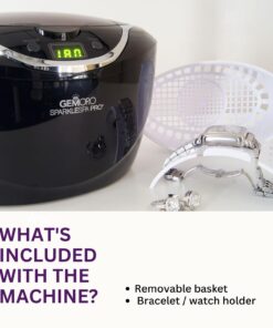 GemOro Sparkle Spa Pro | Personal Ultrasonic Jewelry Cleaner 5 User-Programmable Timed Cleaning Cycles | Professional Performance Machine with Digital Timer for Rings Watches Glasses Earrings (Black) Black 15 61tOan38XiL