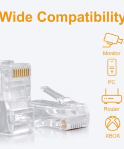 SHD RJ45 Ends, RJ45 Connectors Cat6 Connector Cat5e Connector Cat5 Connectors Ethernet Cable Crimp Connectors-200Pcs 9 61tPT A11KL