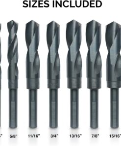 HILTEX 10005 Jumbo Silver & Deming Drill Bit Set, 8 Piece, 1/2" Inch Shank Industrial Large Drill Bit Set 9/16” Drill Bit to 1" Drill Bit, Metal Drill Bits for Steel, Reduced Shank Drill Press Bits 1/2 in 13 61tPoX2BbDL