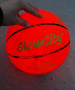 GlowCity Glow in The Dark Basketball for Teen Boy - Glowing Red Basket Ball, Light Up LED Toy for Night Ball Games - Sports Stuff & Gadgets for Kids Age 8 Years Old and Up Rubber (No Pump) 29 61tQXv5VIgL