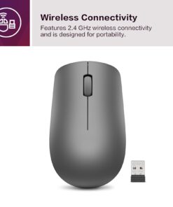 Lenovo 530 Full Size Wireless Computer Mouse for PC, Laptop, Computer with Windows - 2.4 GHz Nano USB Receiver - Ambidextrous Design - 12 Months Battery Life - Graphite Grey 14 61tR4HiKxbL