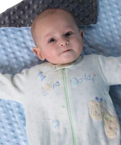 Reversible Unisex Children's Soft Baby Blanket Minky Dot (Light Blue/Grey) Light Blue/Grey 17 61tR7yKXUeL