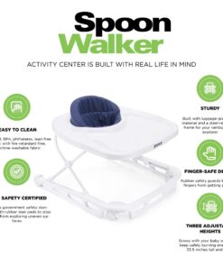 Joovy Spoon Baby Walker & Activity Center Featuring Three Adjustable Heights, Tough Luggage Grade Seat Material, and 30 lb Weight Capacity - JPMA Safety Certified (Blueberry) Blueberry 27 61tRSI0xiDL
