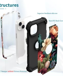 PIXIU Compatible with iPhone 14 case/iPhone 13 Cases, Heavy Duty Full-Body Shockproof Protective Hybrid Hard Plastic+Soft Silicone Case for iPhone 13/14 6.1 inch T77 13 61tTaj9IL
