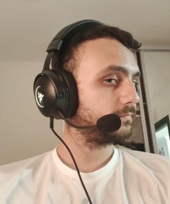 Razer Kraken V3 HyperSense Wired USB Gaming Headset w/Haptic Technology: Triforce Titanium 50mm Drivers - THX Spatial Audio - Hybrid Fabric & Leatherette Memory Foam Cushions - Detachable Mic 62 61tX22NTUlL