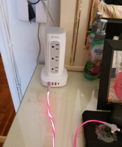 TROND Surge Protector Power Strip Tower - Flat Plug 6 ft Extension Cord with 12 Multiple Outlets, 4 USB Ports(1 USB C), Multi Plug Charging Tower, 1700J, for Home Office Supplies, Dorm Room Essentials 37 61tYfavKbHL