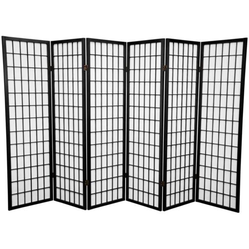 Panel Shoji Screen Room Divider 6 Panel Black Black,