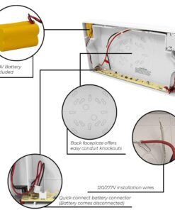 LFI Lights | Red Exit Sign | All LED | White Thermoplastic Housing | Hardwired with Battery Backup | Optional Double Face and Knock Out Arrows | UL Listed | Contractor Standard | (2 Pack) | LED-R 11 61tZ2itVI7L