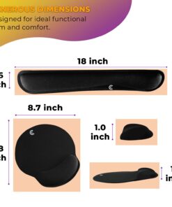 Wrist Rests for Keyboard and Mouse Pad Set - Memory Foam Cushion, Black - Ergonomic Wrists Hand Arm Rest Support for Laptop Computer Desk and Gaming - Carpal Tunnel Syndrome Relief Original 35 61tbxKhzIyL