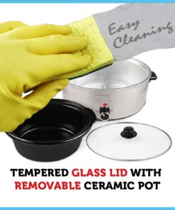 Courant Oval Slow Cooker Crock, with Easy Options 7 Quart Dishwasher Safe Pot, Stainless Steel Oval Slow Cooker with 7 Quart Crock 15 61tcItZ0e5L