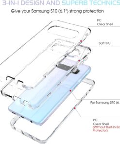 KIOMY Heavy Duty Shockproof Bumper Protective Clear Case for Samsung Galaxy S10 6.1 Inch, 3 Layers in 1 Hybrid Design Flexible TPU Inside with Hard PC Back and Front Frame Without Screen Protector with Front Frame 11 61tcyMjuQQL