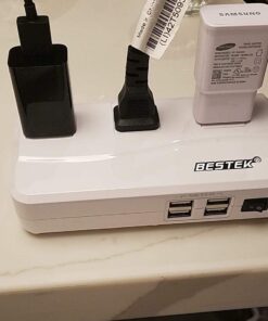 BESTEK Universal Travel Adapter 220V to 110V Voltage Converter with 6A 4-Port USB Charging and UK/AU/US/EU Worldwide Plug Adapter (White) white 39 61tdP7c26dL