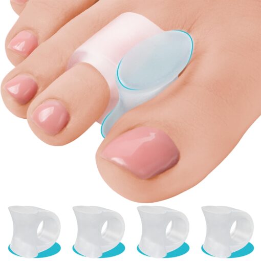 Toe Spacers for Men and Women – 4 Gel Toe Separators, Hammer Toe Straightener, Correct Toes, by 5 Stars United Big 4 Pack