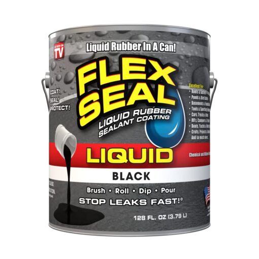 Flex Seal Liquid, 1 Gallon, Black, Liquid Rubber Coating Sealant, Waterproof, Flexible, Breathable, and UV Resistant, Roof Repair, Basements, RV, Campers, Trailers, Marine, EPDM, Masonry 1-gal