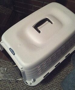 Petmate Compass Fashion Kennel Cat and Dog Kennel, 10-20 lb., Pearl White/Black, Made in USA 20.0"L x 12.5"W x 13.5"H 45 61tfXfN5 6L