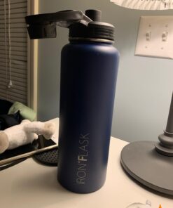 IRON °FLASK Sports Water Bottle - 40oz, 3 Lids (Straw Lid), Leak Proof - Stainless Steel Gym & Sport Bottles for Men, Women & Kids - Double Walled, Insulated Thermos, Metal Canteen Twilight Blue 40 Oz 29 61tgNfS4HaL