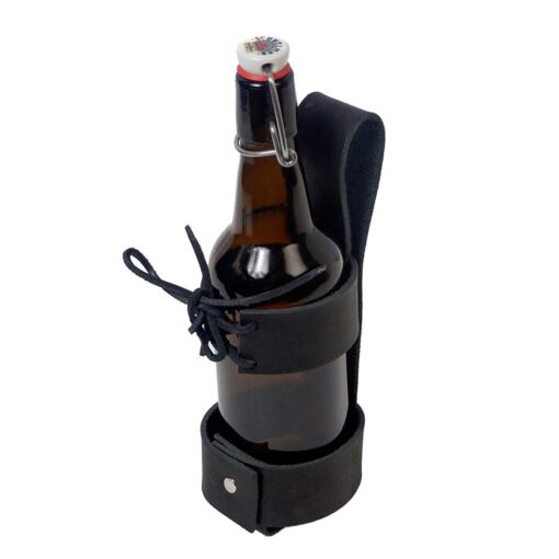 By The Sword Deluxe Leather Cup Can Water Bottle Drink Holder Black 48-201252