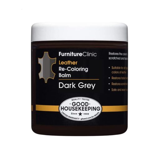 The Original Leather Recoloring Balm by Furniture Clinic - 16 Color Options - Leather Repair Kit for Furniture - Restore Couches, Car Seats, Clothing - Non-Toxic Leather Repair Cream (Dark Grey) Dark Grey