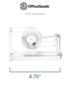 OfficeGoods Acrylic Tape Dispenser - Beautiful Modern Accessory for The Stylish Desk at Home, The Office, or School - Holds Standard, Large & Extra-Large Tape Rolls - Silver 18 61tiNtmt12L