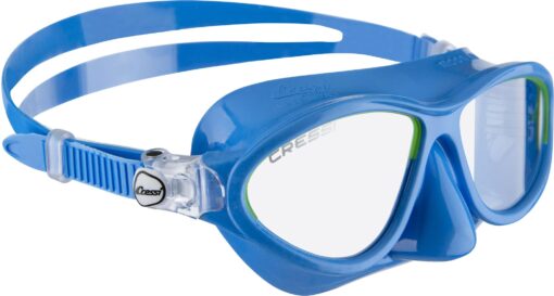 Cressi Kids Comfortable Silicone Mask with Adjustable Strap, for Snorkeling and Pool - for Children 5 to 10 years old - Moon: made in Italy Azure/Lime