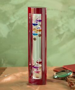 Galileo Glass Thermometer | 14.5-Inches Tall with Cherry Wood Frame | Law of Physics | Indoor Room Temperature for Home House Office Desk Counter Tabletop | Holiday Gift Present 15 61tikKaH3L