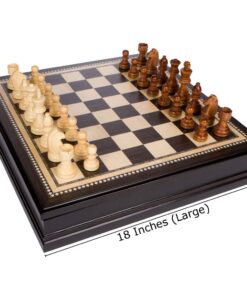 Alternative view of Kavi Inlaid Wood Chess Board Game with Weighted Wooden Pieces, Large 18 x 18 Inch Set