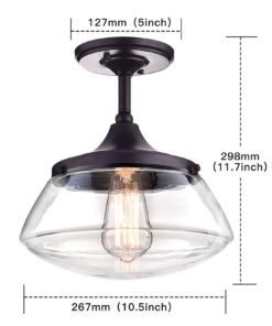 CLAXY Vintage Metal Glass Ceiling Light 1-Light Pendant Lighting Chandelier Oil-Rubbed Bronze 21 61tm4WaCmuL