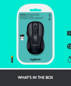 Alternative view of Logitech M510 Wireless Computer Mouse – Comfortable Shape with USB Unifying Receiver, with Back/Forward Buttons and Side-to-Side Scrolling, Dark Gray