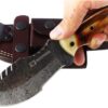 Moorhaus Handmade Damascus Burnt Camel Bone Tracker Knife with Leather Case 25 61tnxkQ8NvL