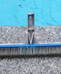 Aquatix Pro Pool Brush, 18" Heavy Duty Aluminium Back, Curved Ends for Corners, Scrub Brush w/Stainless Steel Bristles & EZ Clip, Swimming Pool Brushes for Cleaning Pool Walls, Tiles, Floors & Steps 1 21 61toLXAxY L