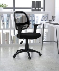 Alternative view of Flash Furniture Mallard Mid-Back Black Mesh Swivel Ergonomic Task Office Chair with T-Arms - Desk Chair Set of 1