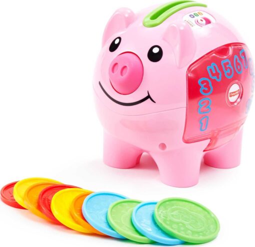 Fisher-Price Laugh & Learn Baby Learning Toy Smart Stages Piggy Bank With Music & Phrases For Infant To Toddler Ages 6+ Months Standard Packaging