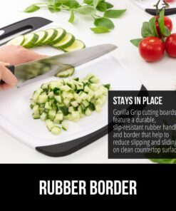 The Original Gorilla Grip Oversized 100% BPA Free Reversible Durable Kitchen Cutting Board Set of 3, Dishwasher Safe, Nonslip Handle Border Plastic Boards, Juice Grooves, Chopping Food, Cooking, Black Large (Pack of 3) Black/White 24 61trT6ZoMzL