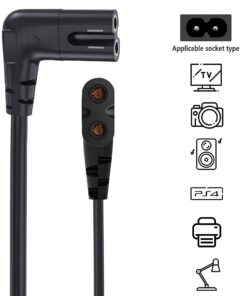 TV Power Cord Compatible for Samsung TV, Ancable 25-Feet 90 Degree Angled 18AWG 2-Prong to L-Shaped C7 Power Cord Replacement for Samsung Philips Toshiba LG Sony Sharp Panasonic Vizio LED TV Sky Box 1 11 61tt0rZ5WGL