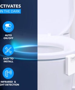 LumiLux Toilet Light with Motion Detection Sensor - 16-Color LED Bathroom Toilet Bowl Light (White) 1 Pack 32 61ttp3D LAL