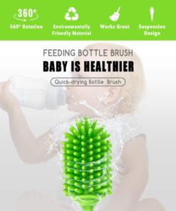 Silicone Bottle Cleaning Brush with Long Handle, 12.5" Water Bottle Cleaner for Baby Bottles, Hydro Flask, Sports Bottle, Vase, Glassware, Perfect for Smaller Diameter Bottle Openings (One Pack) Green 15 61tvOyD9J0L