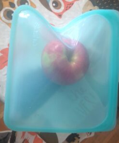 Stasher Reusable Silicone Storage Bag, Food Storage Container, Microwave and Dishwasher Safe, Leak-free, Sandwich, Aqua 42 61tvuNuyjqL