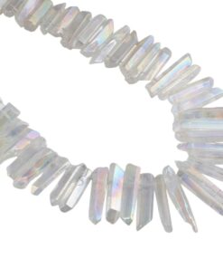 SUNYIK Angel Aura Titanium Coated Crystal Points Quartz Sticks Spikes Point Beads 15 inch Strand Drilled 0.5"-1.6" Angel Aura Quartz 10 61twINb fOL