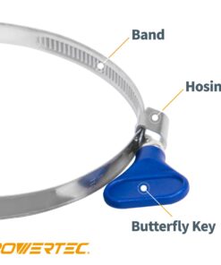POWERTEC 70127 2-1/2 Inch Key Hose Clamp, Thumb Screw Key Adjustable Stainless Steel Hose Clamps for Dust Collection, Dust Collector and Dryer Vent Hose, Pipe Clamp, RV Clamp, Worm Gear Clamp, 5 pack 14 61tyZMiHtBL