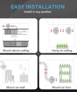 iPower GLFANXINLINE8 8 Inch 750 CFM Inline Duct Ventilation HVAC Exhaust Blower for Grow Tent, Grounded Power Cord, 8" Fan, Grey 18 61tzD9pLBRL