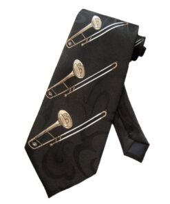 Steven Harris Mens Trombone Jazz Music Necktie - Black - One Size Neck Tie
