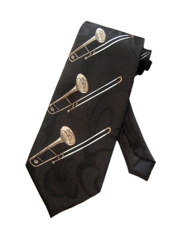 Steven Harris Mens Trombone Jazz Music Necktie - Black - One Size Neck Tie