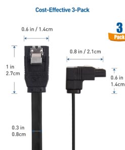 Cable Matters 3-Pack 90 Degree Right Angle SATA Cable 18 Inches (6.0 Gbps SATA III Cable , SATA SSD Cable, SATA 3 Cables) Black 31 61u0Of54RbL