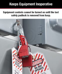 Master Lock 420 Lockout Tagout Hasp with Vinyl-Coated Handle, Red 1" Inside Jaw Diameter 9 61u1yybfDzL