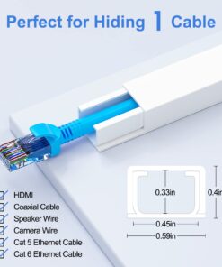 Alternative view of 125in Cord Hider/Cover Wall - Yecaye One-Cord Channel Cable Concealer - Easy Install Cable Management System for Max 2 Small Wires, Cable Raceway Home Office, 8X L15.7in W0.59in H0.4in, White